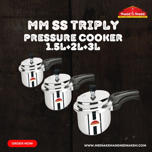 Triply Stainless Steel Pressure Pan Cooker, 2L & 3L, Pressure Cooker
